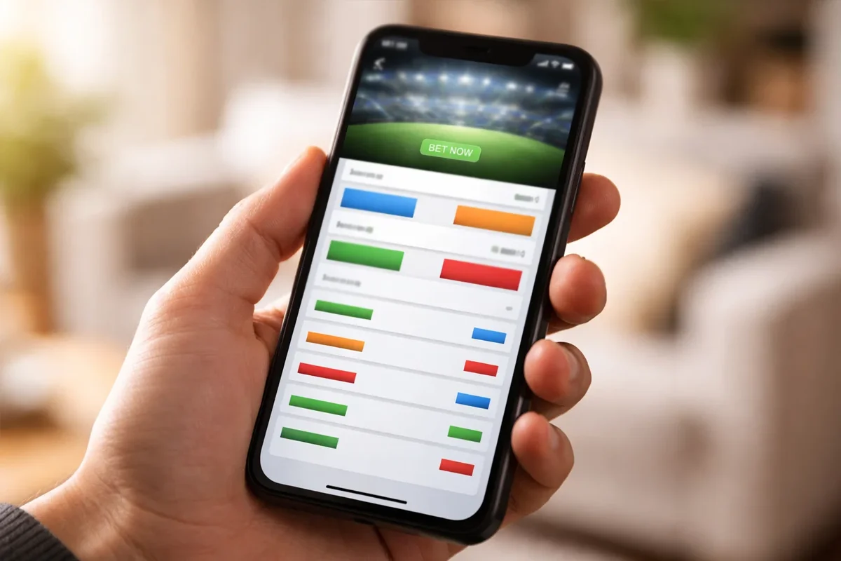 Schermo di smartphone con applicazione di scommesse sportive