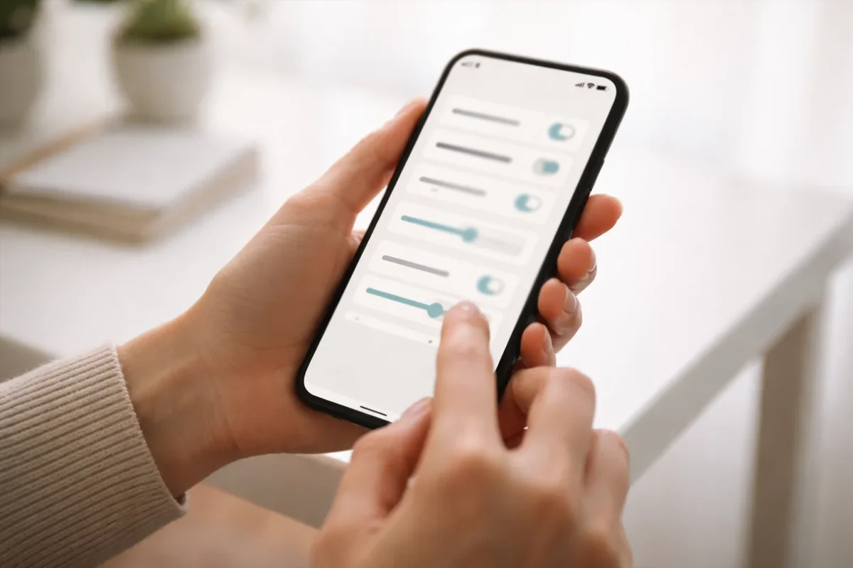 Persona che imposta limiti di tempo su smartphone