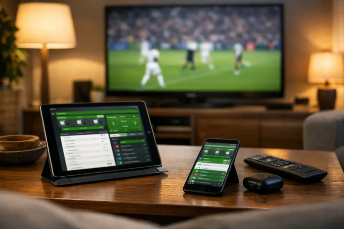 Setup con tablet e smartphone per seguire partite e statistiche